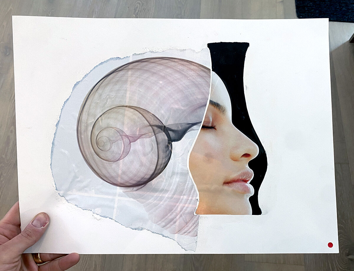 A fast collage from two torn magazine pages that turned out better than planned, by David Zak